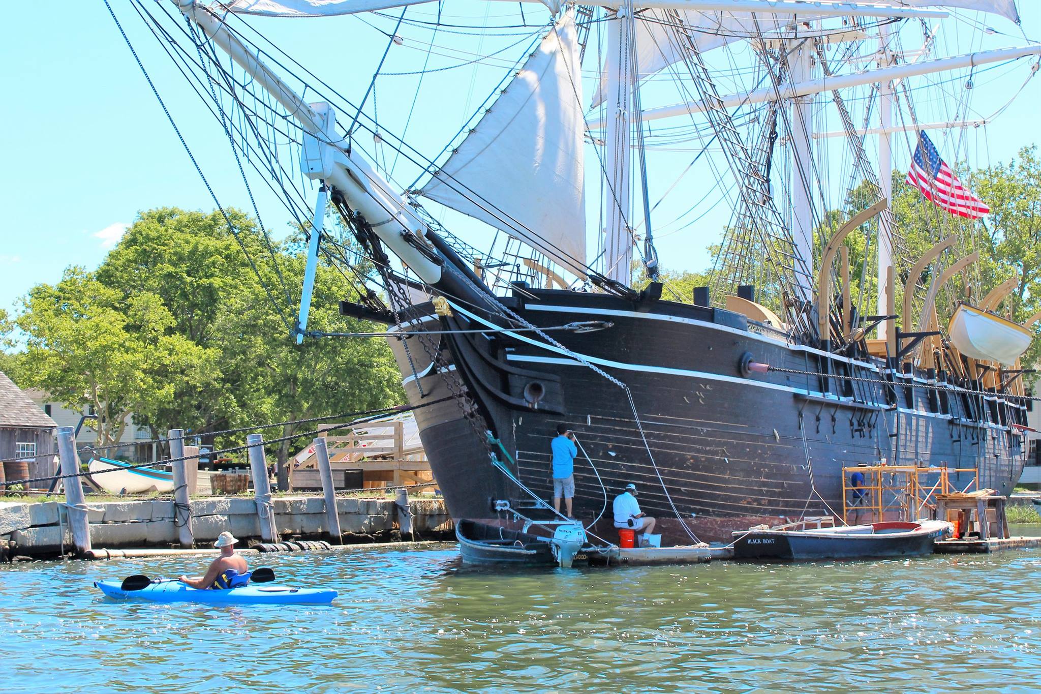 Scenic view of Mystic's picturesque waterfront, embodying the charm of this historic New England seaport village.